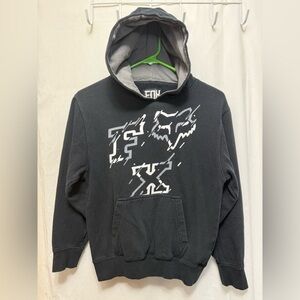 Fox Black and Grey Hoodie Boy’s Medium Sweatshirt 0112
